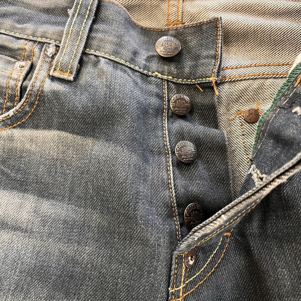 Gilded Age GA-1008Z Luxury Italian Denim Straight Leg 30x32 Green Stitch Accent - Picture 9 of 14